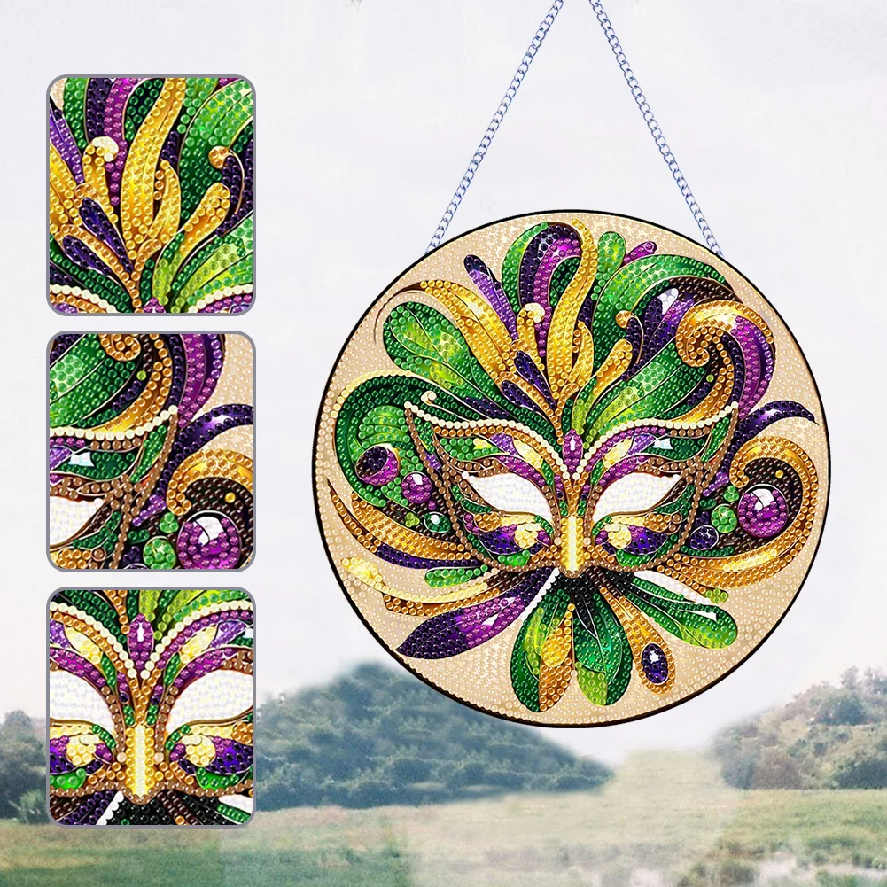 DIY St Patrick Mask Acrylic Wreath Diamond Painting Hanging Pendant Wall Decor