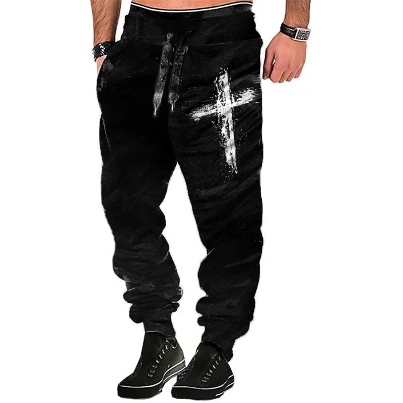 Casual mens cross print trousers / [viawink] /