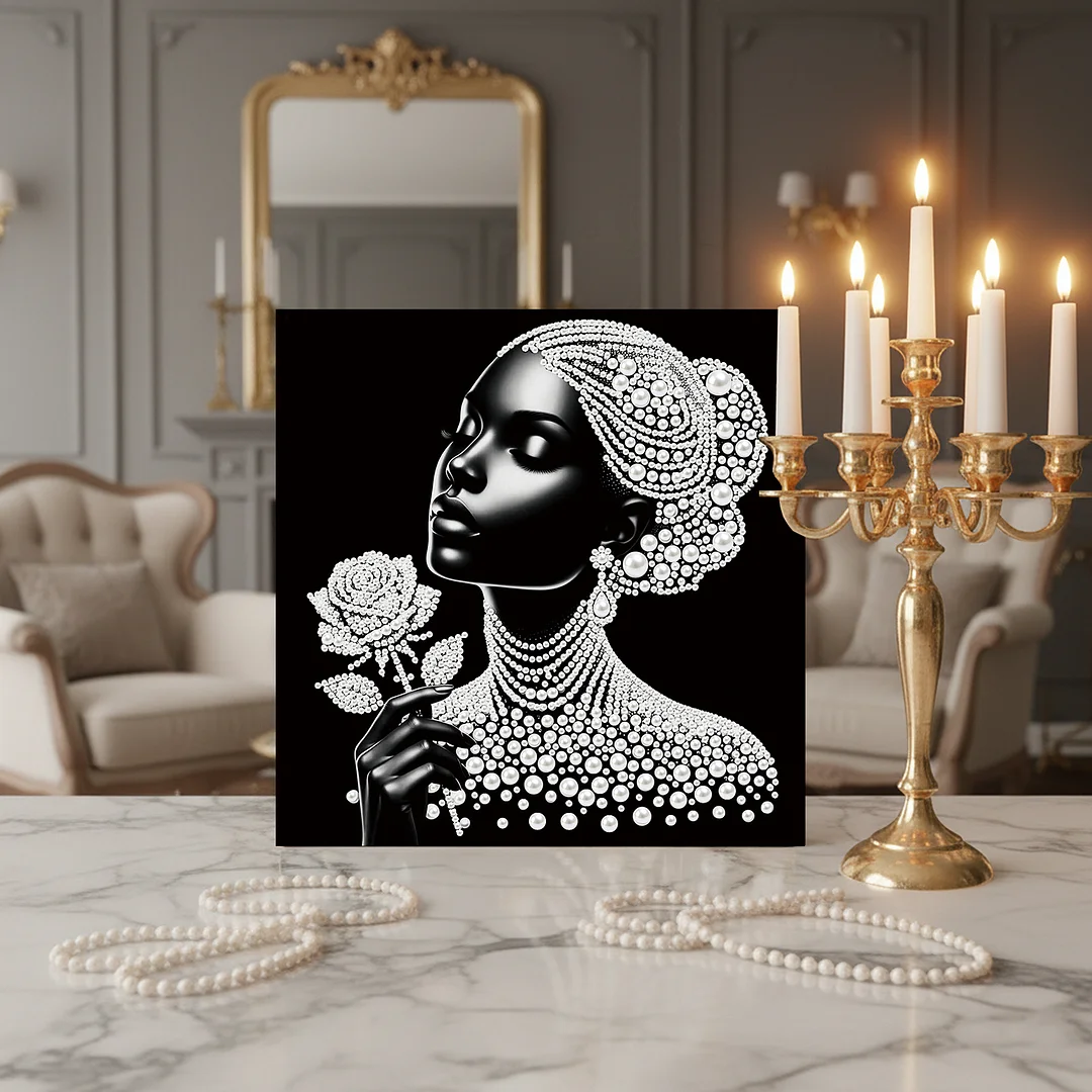 Rose Girl - DIY Pearl Diamond Art Kit With Frame 25*25cm