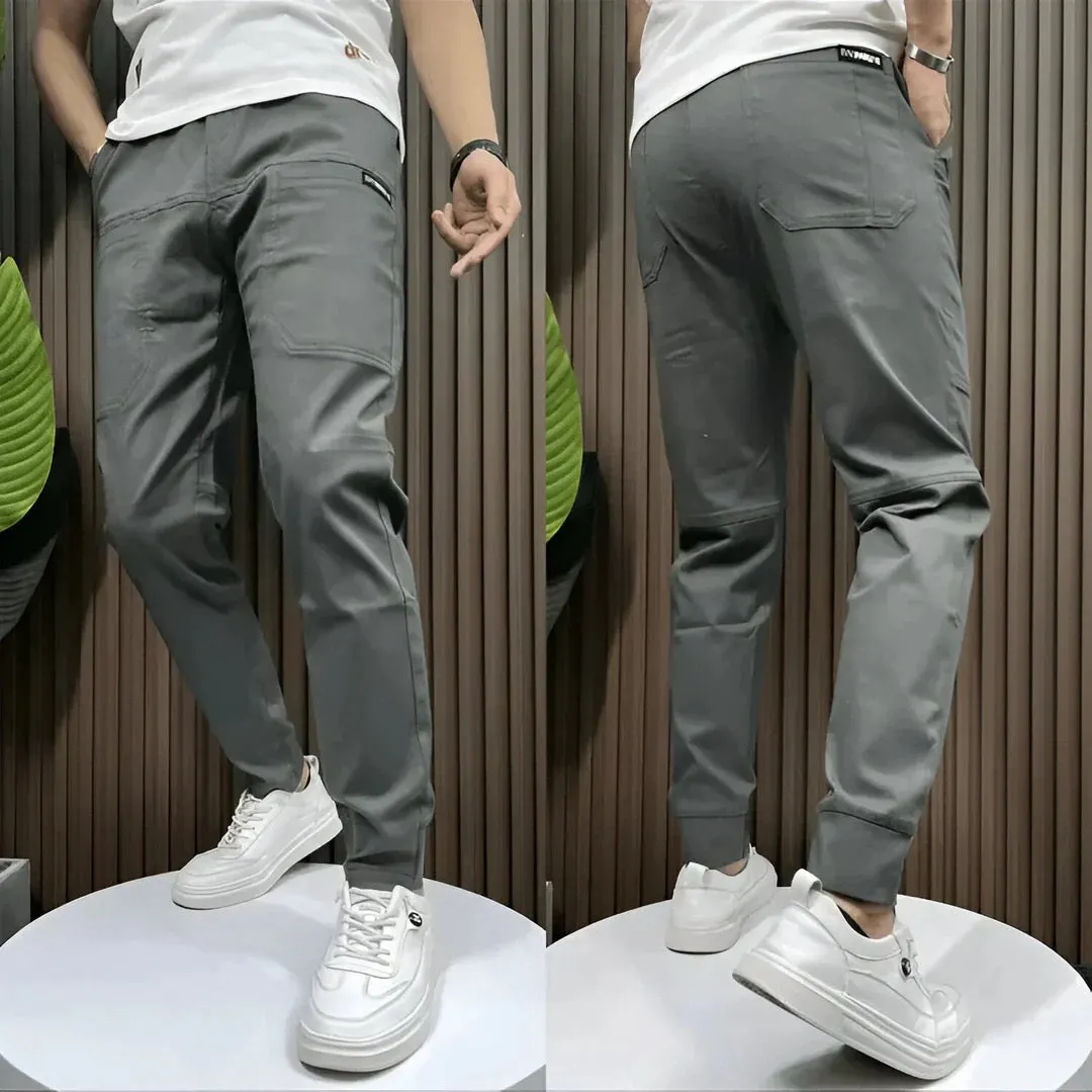Men's Cotton-Blend Cargo Joggers &ndash; Relaxed Utility Trousers &ndash; Dark Grey