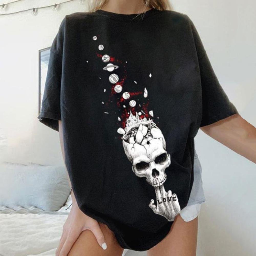 Minnieskull Skull and planet print loose T-shirt - Minnieskull