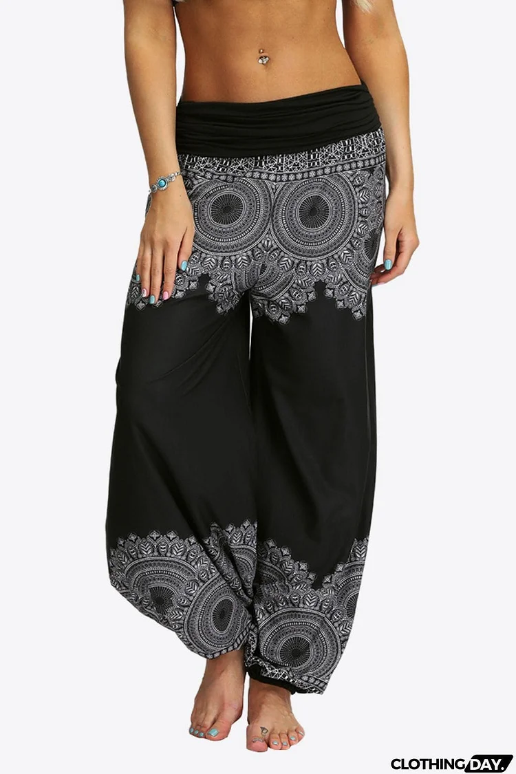 Oversized Printed Wide Leg Long Pants