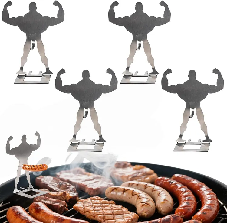 Funny BBQ Stand Muscle Man Hot Dog Holder 