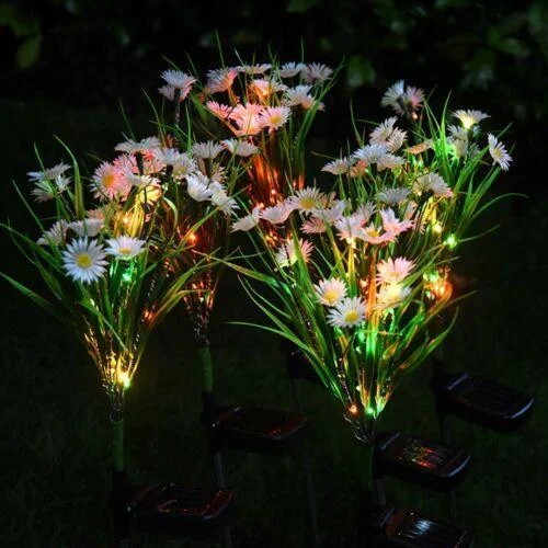 LED Lights Solar Powered Tulip Garden Flower Shape Outdoor Yard