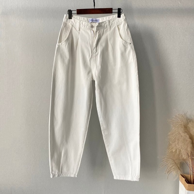 Lizkova Spring White Jeans Woman High Waist Harem Pants 2021 Mujer Pantalones Plus Size Casual Streetwear Vaqueros