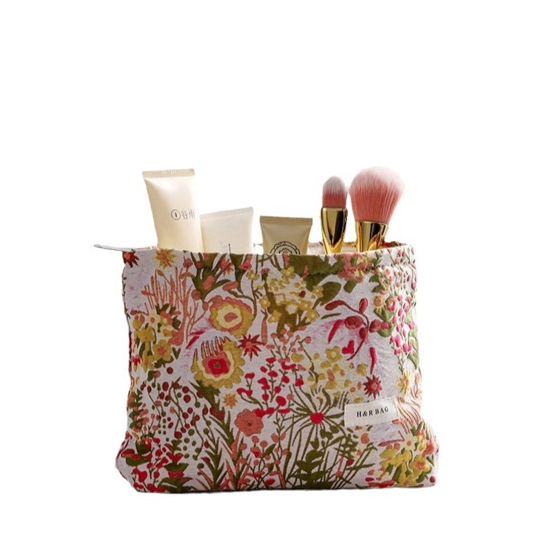 Streetwear Flower Canvas Square Makeup Bags
