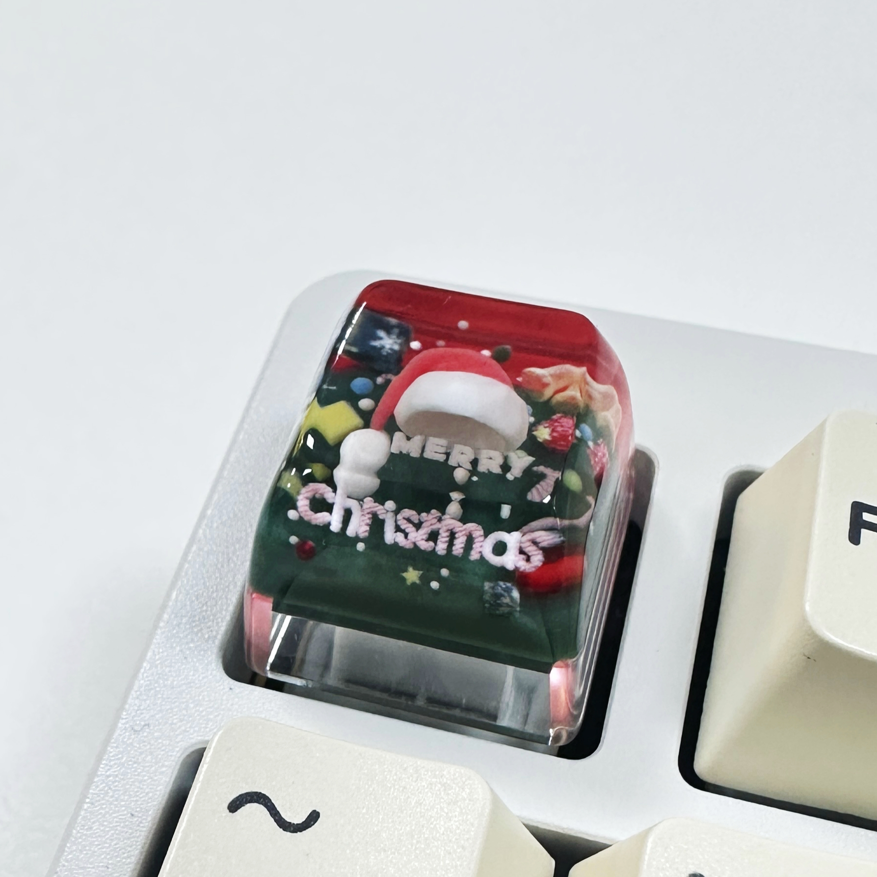 Firstgr Firstgr Customized Keycaps Christmas Hat Theme Creative Resin Translucent Keycaps