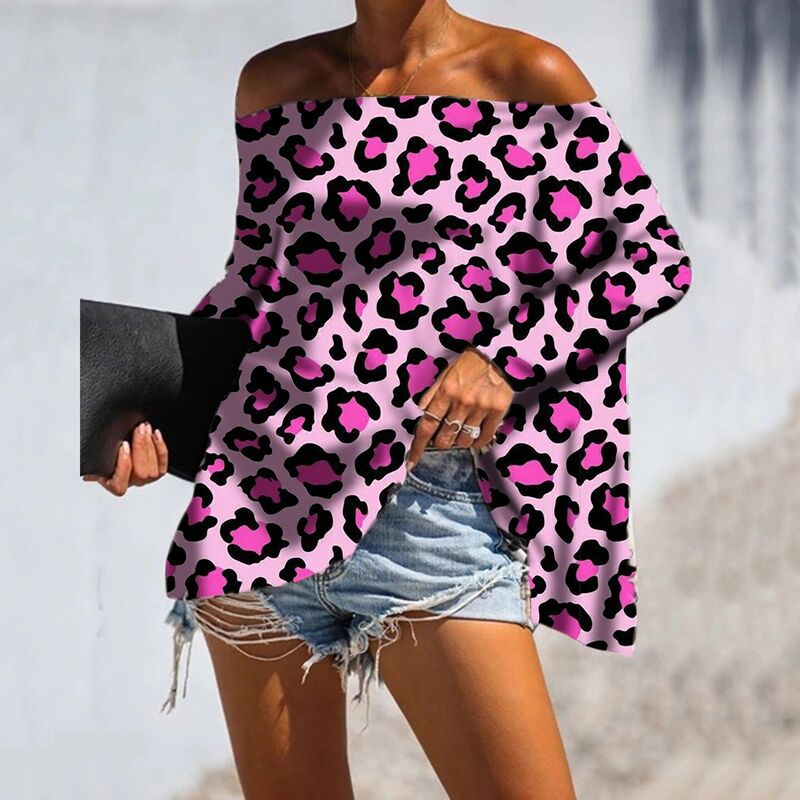 women tee tops leopard print sexy long sleeve women t shirt female casual shirt