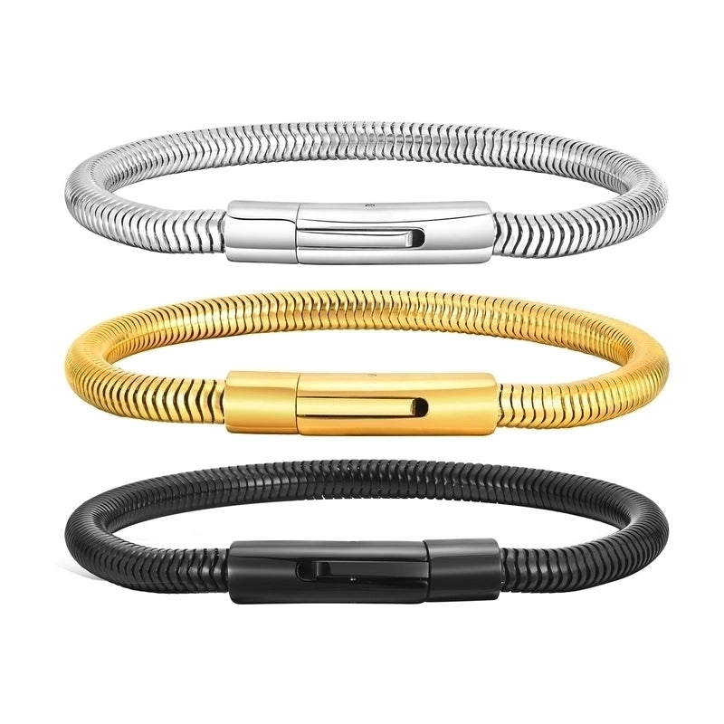 Minimalist Solid Color 201 Stainless Steel Buckle 18K Gold Plated Men’s Bracelets