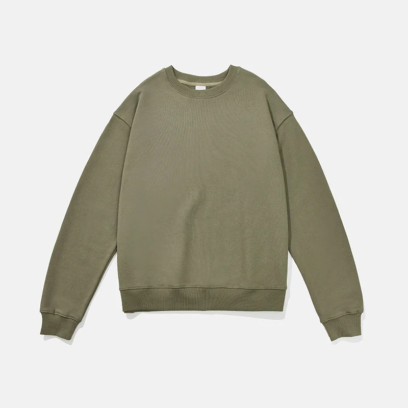 Retro cotton solid color crew neck sweatshirt