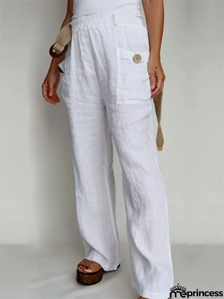 Ladies Summer Pure Color Daily Wear Comfy Trousers