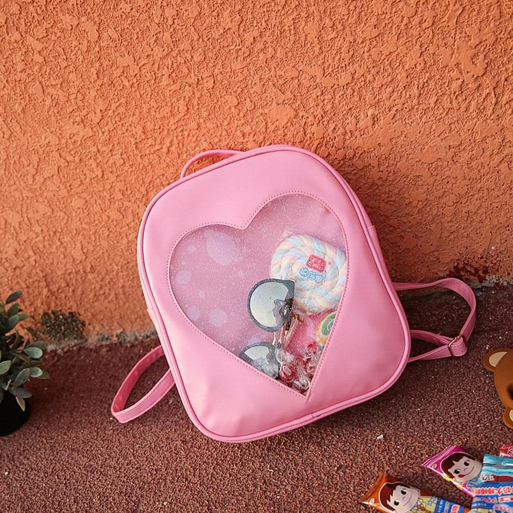 Love Heart Shaped Display Backpacks - Gotamochi Kawaii Shop, Kawaii Clothes