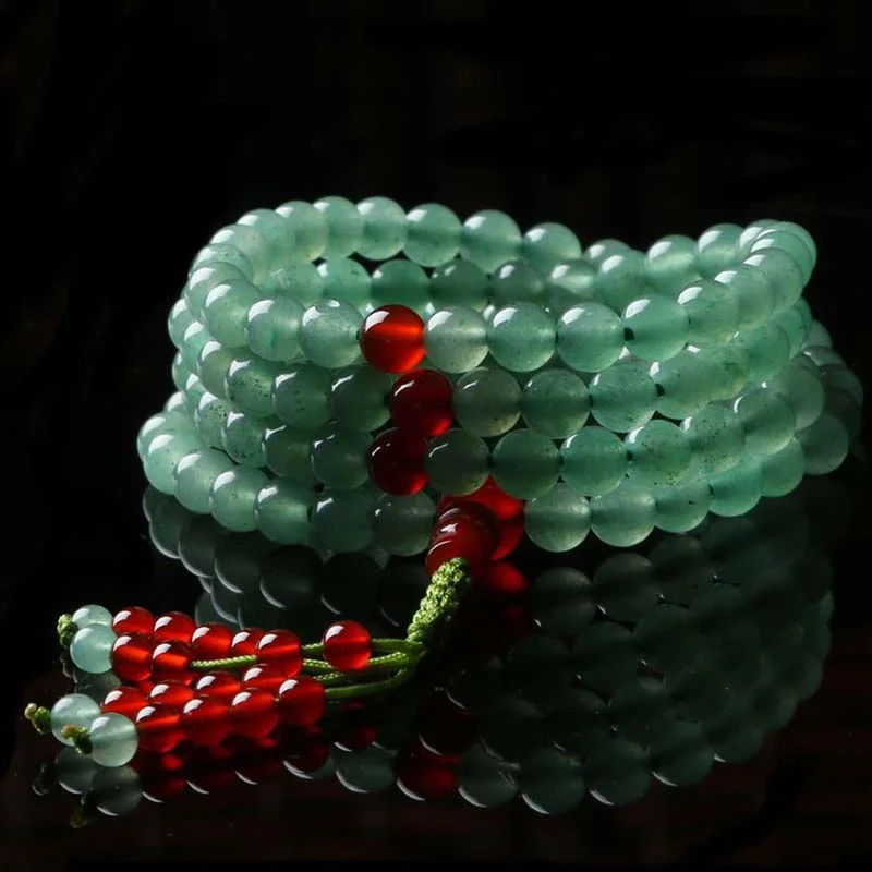 Green Aventurine Red Agate 108 Beads Luck Bracelet Necklace Mala