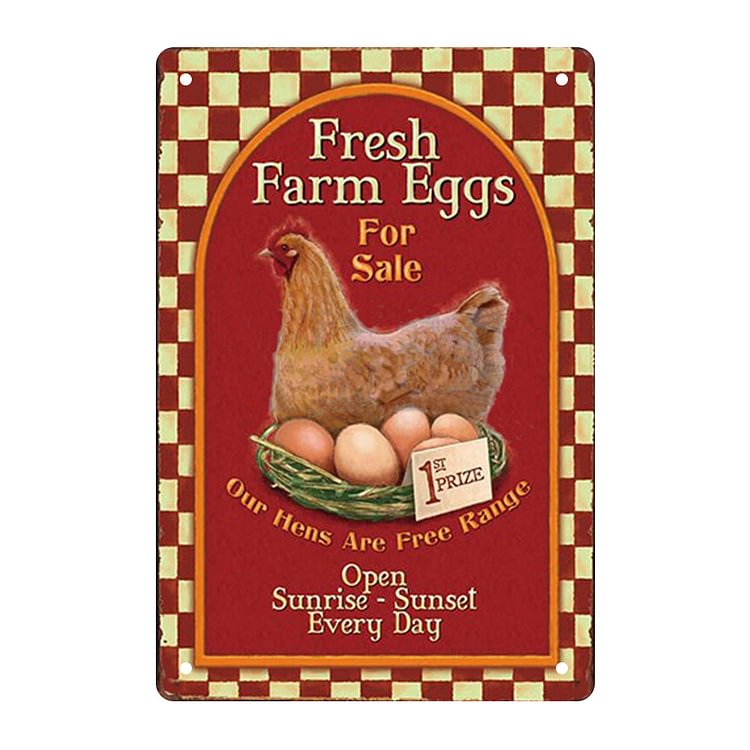 Fresh Farm Eggs - Vintage Tin Signs/Wooden Signs - 7.9x11.8in & 11.8x15.7in