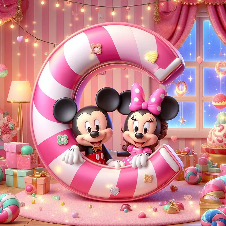 Mickey Minnie Letters 40*40CM (Canvas) Full Round Drill Diamond Painting gbfke