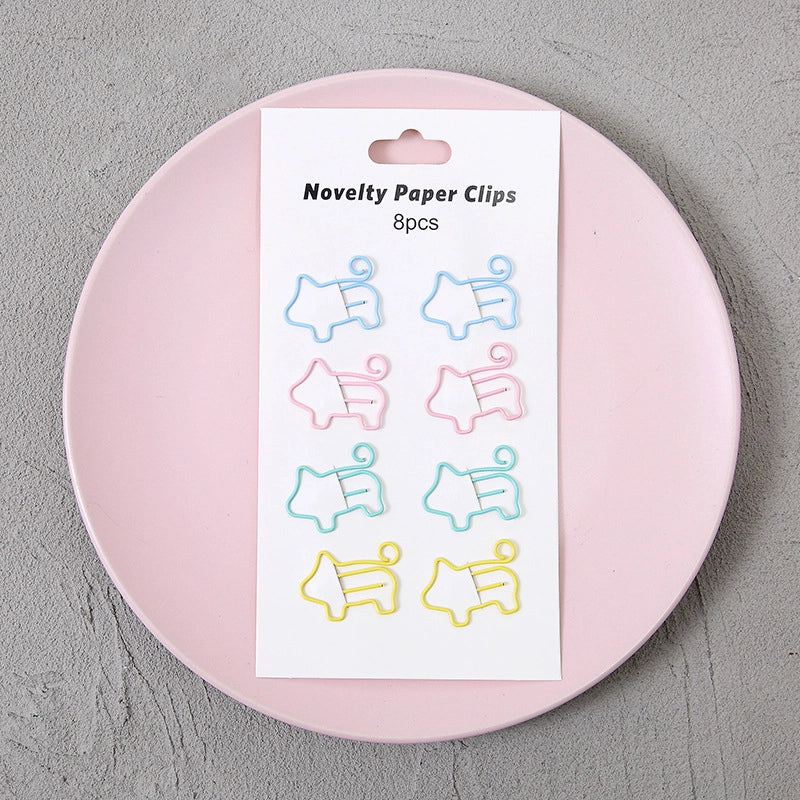 Creative Metal Paper Clip 8 Pack Cute Student Hollow Area Pin Office Learning Materials Bookmark Test Paper Clip