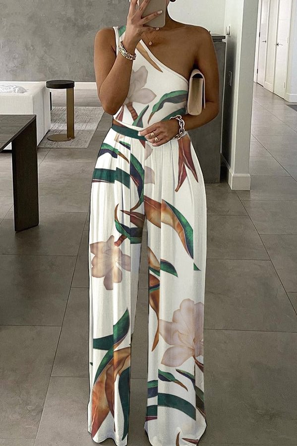 Pretty Epiphany Floral One Shoulder Jumpsuit
