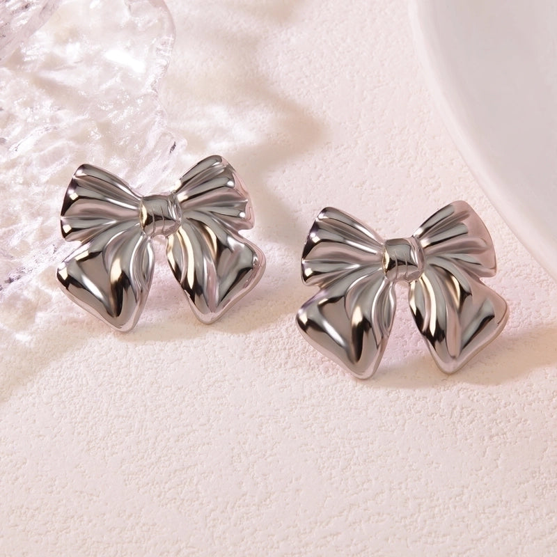 1 Pair Casual Minimalist Classic Style Bow Knot 304 Stainless Steel Imitation Gold  Ear Studs