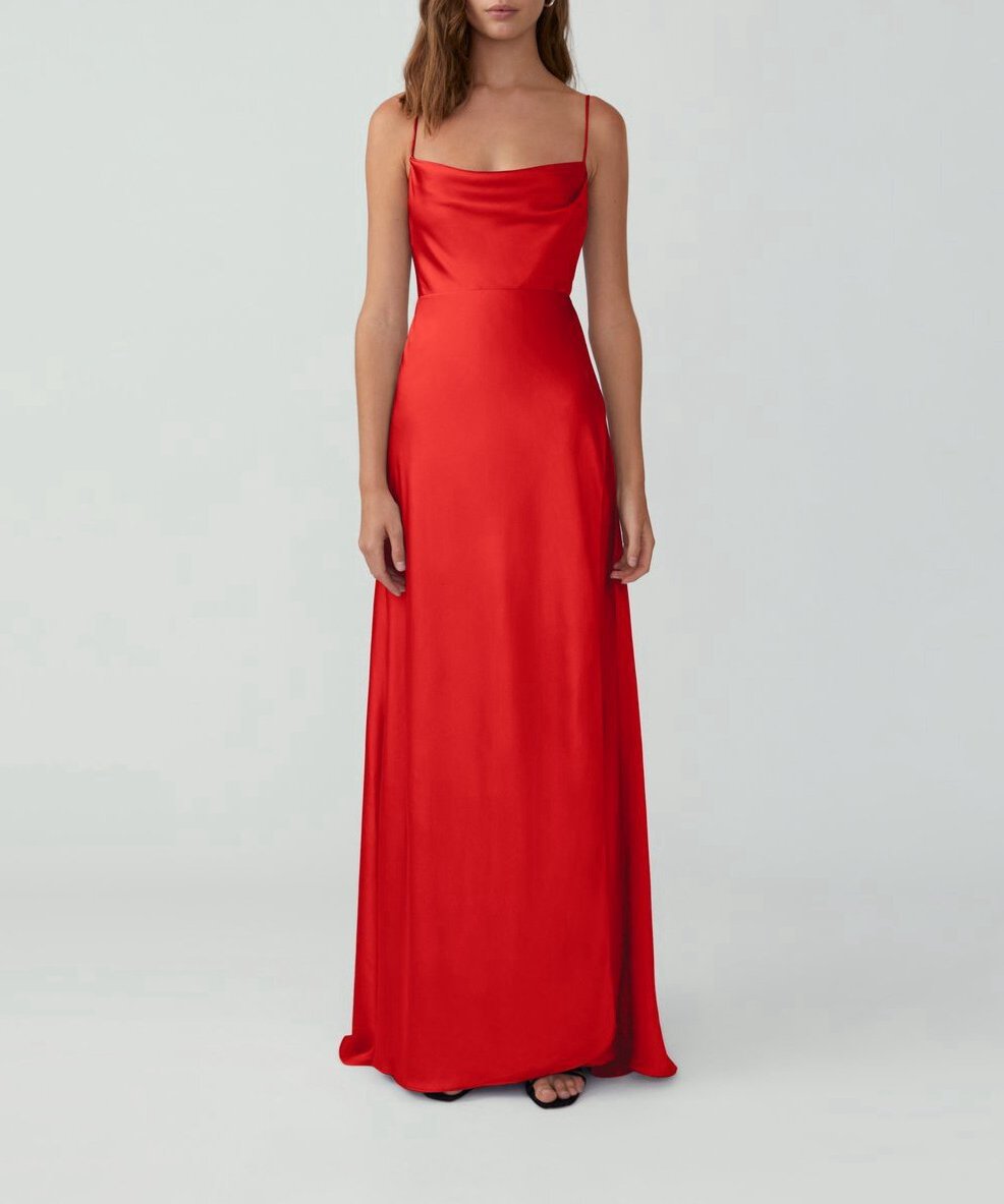 strappy draped gown
