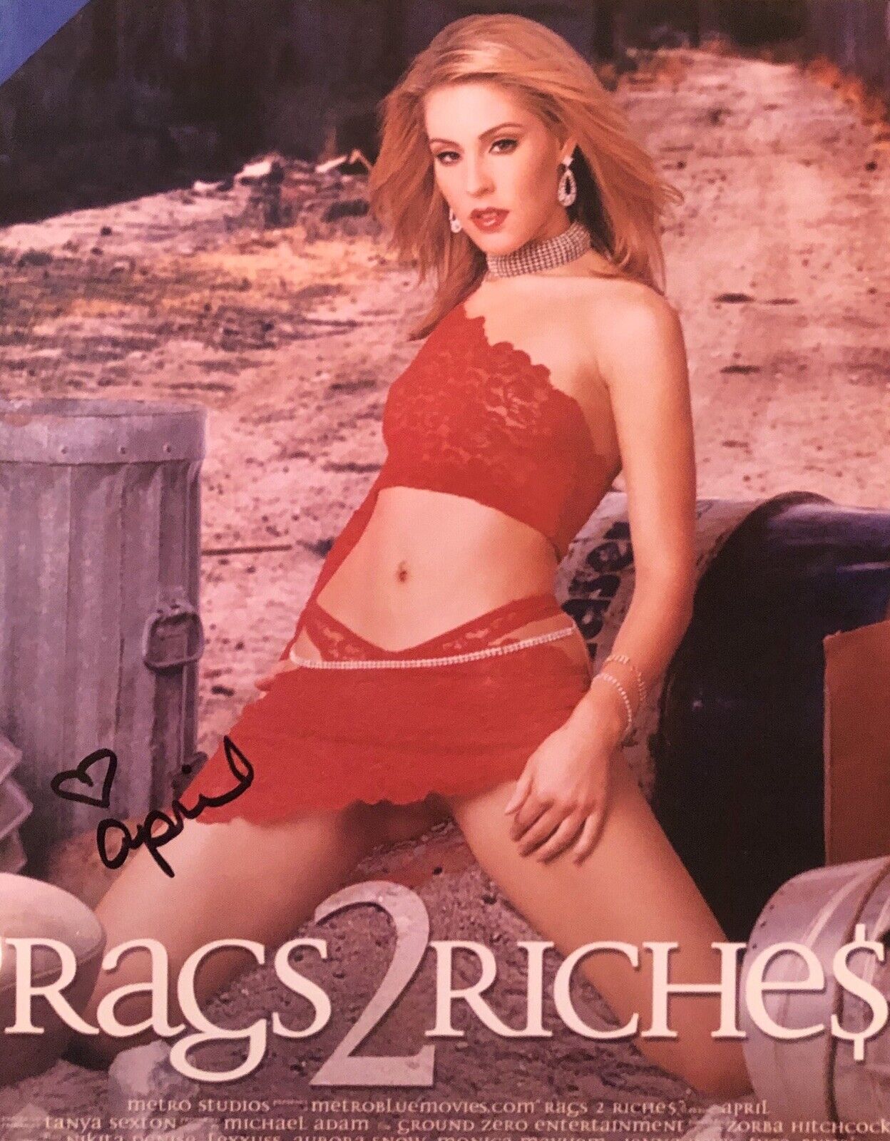 April In Rags 2 Riches Adult STAR SIGNED 8X10 Photo Poster painting AUTOGRAPH Sexy Naughty Rare