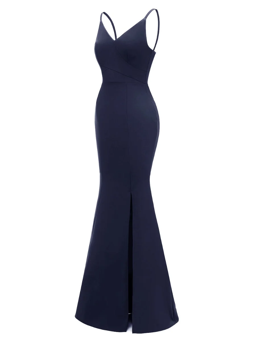 Dresses For A Wedding V-neck Spaghetti Strap Split Maxi Dresses