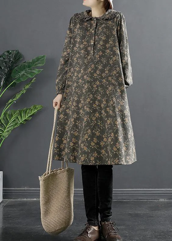 100% Button Spring Tunic Dress Outfits Gray Dress