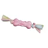 TPR Dog Bone Cotton Cloth Strips Molar Teeth Relief Toys Pets