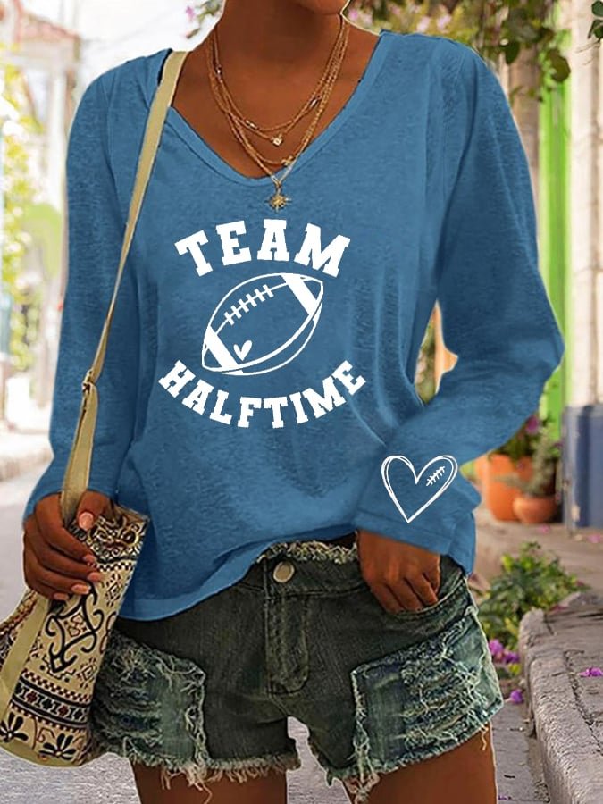 Women's Halftime Football Lover Casual Long-Sleeve T-Shirt socialshop