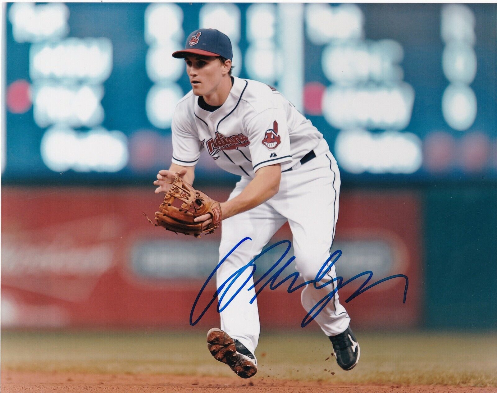 CORD PHELPS CLEVELAND INDIANS ACTION SIGNED 8x10