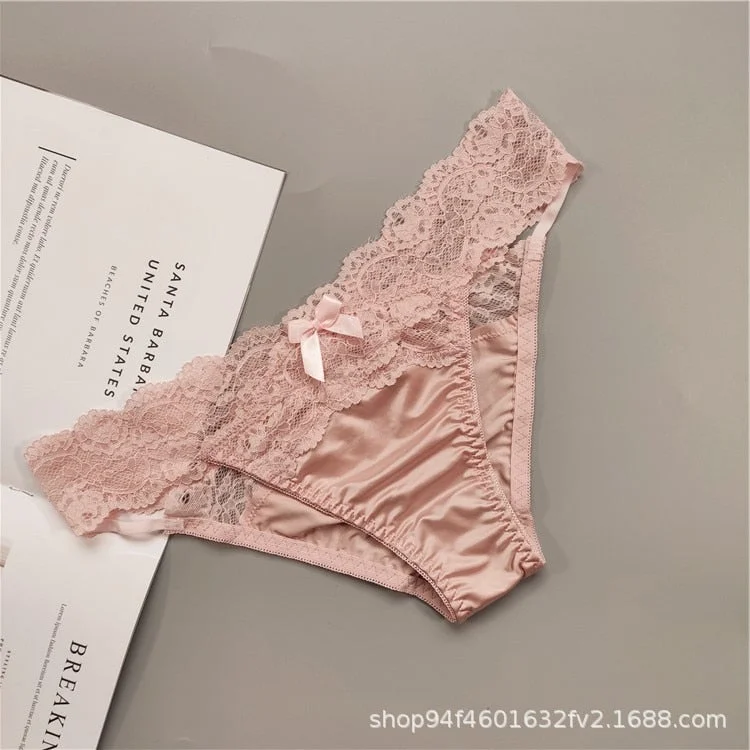 Underwear Women Sexy Lace Thong Pants Female Hollow Out Panties Low Waist Fashion Underpants New Ladies Bow Underwear Shorts