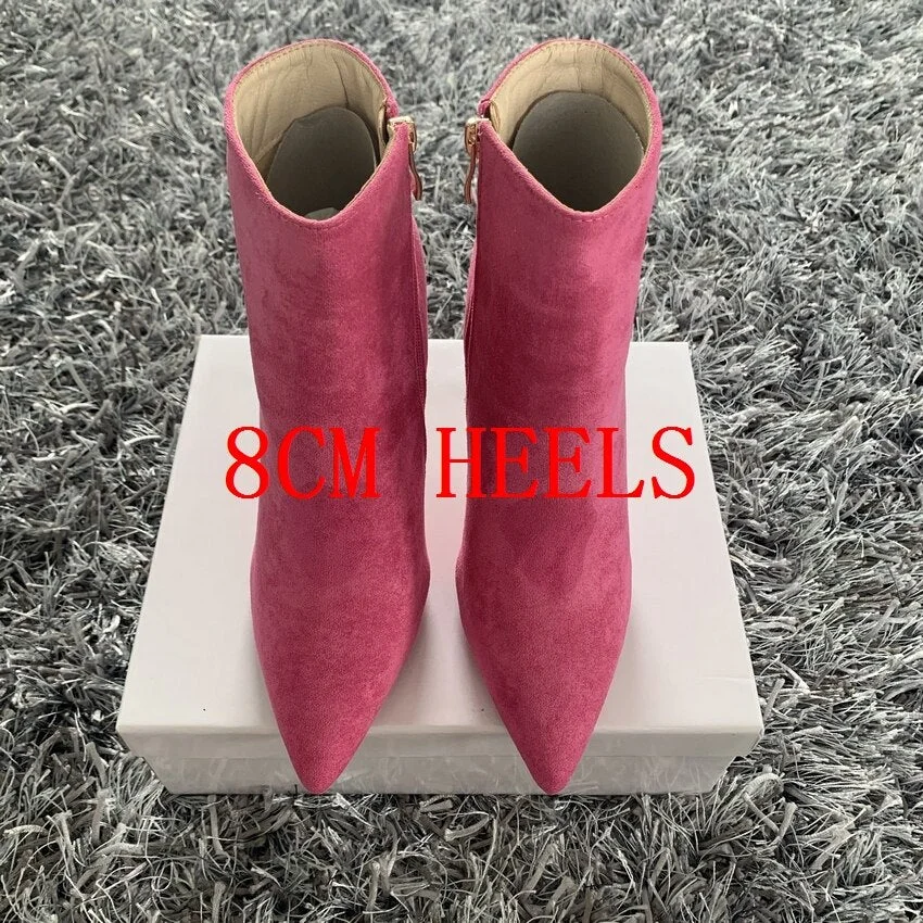 Brand Fashion Women Ankle Boots Zip Pointed Toe Footwear 10CM High Heels Female Boots Party Shoes Women 2020 New Winter