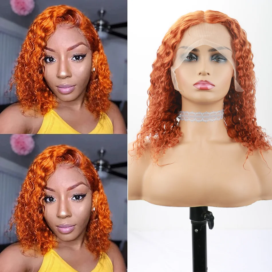 Jewtribute Hair®|Orange Ginger Color Curly Short Bob Wig