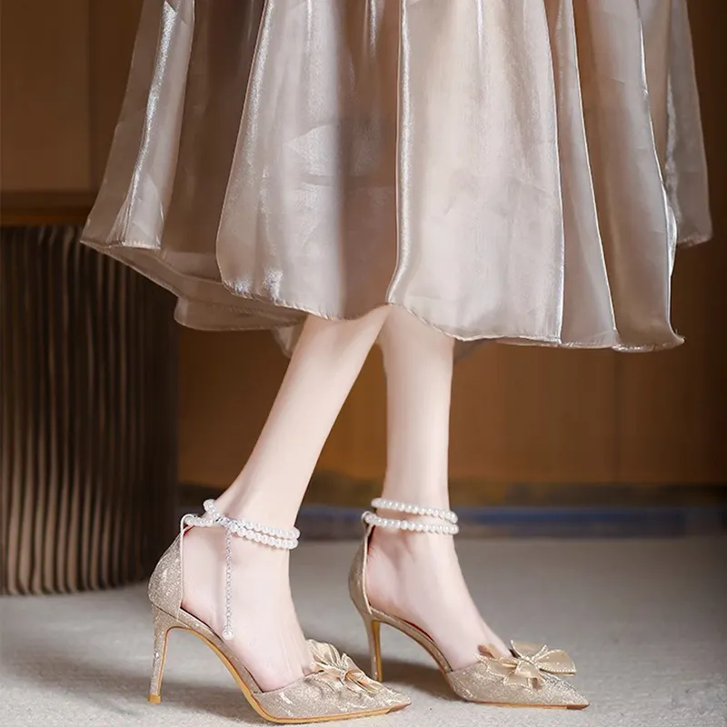 Breakj Breakj Wind Silver Crystal High Heels Women Summer 2025 New 18-Year-Old Matribs Bridesmaids Wedding Shoes