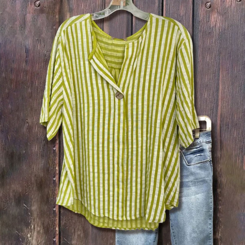 Green Short Sleeve Print Top