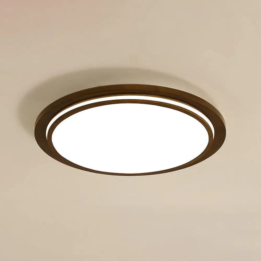 Round Led Wood Bedroom Ceiling Light In Brown / 15&rsquo; Natural