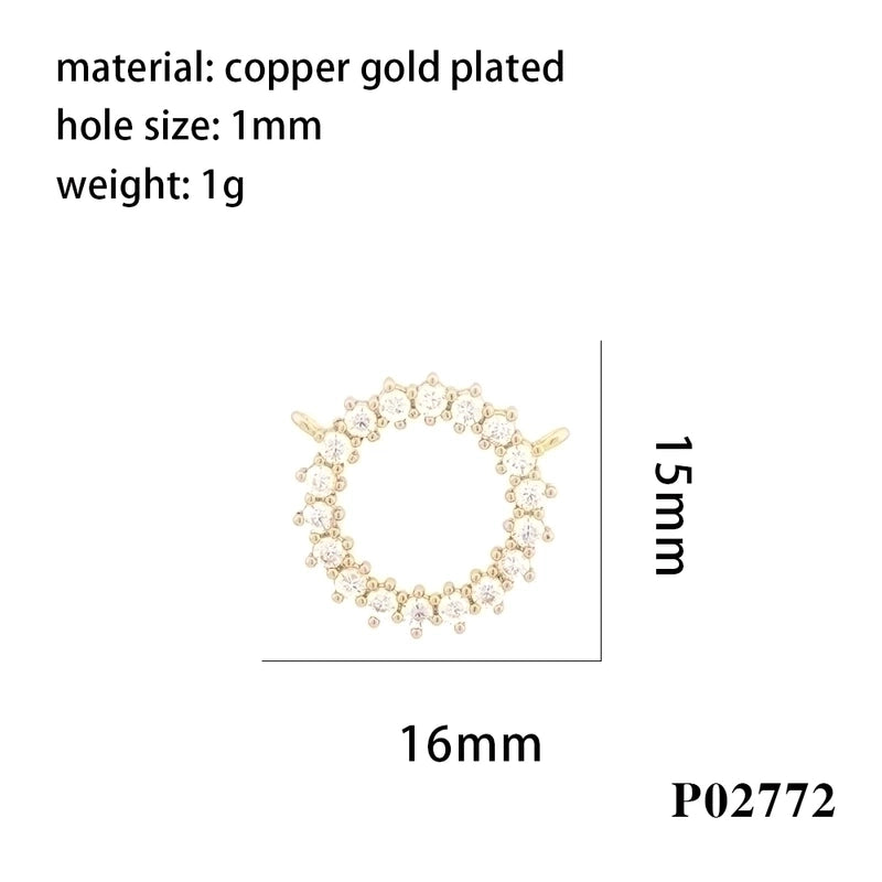 Minimalist Heart Shape Eye Butterfly Copper Enamel Plating Inlay Zircon 18k Gold Plated Charms