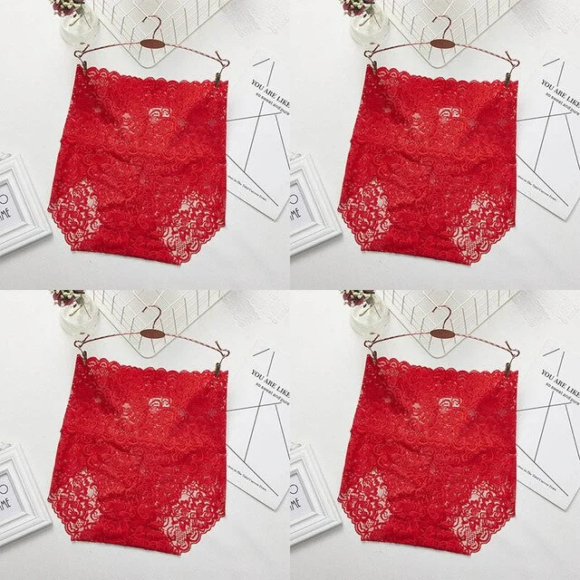 M-XXXL Women High Waist Lace Panties Sexy Underwear Women  Floral Transparent Lingerie Female Briefs Underpants Plus Size Pantys
