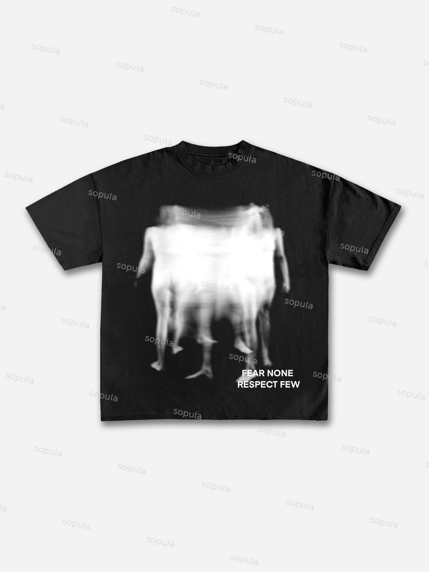 Fear None, Respect Few Abstract Fuzzy Shadow Graphic Cotton T-shirt - Sopula｜Premium Graphic Tees & Graphic Clothing