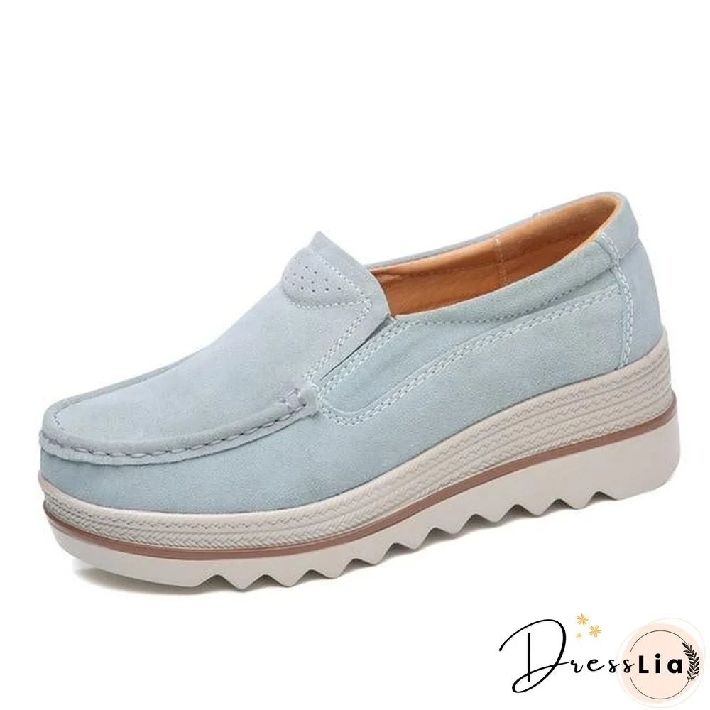 Women Shoes Platform Slip on Flats Loafers Moccasins Hollow Out Casual Shoes