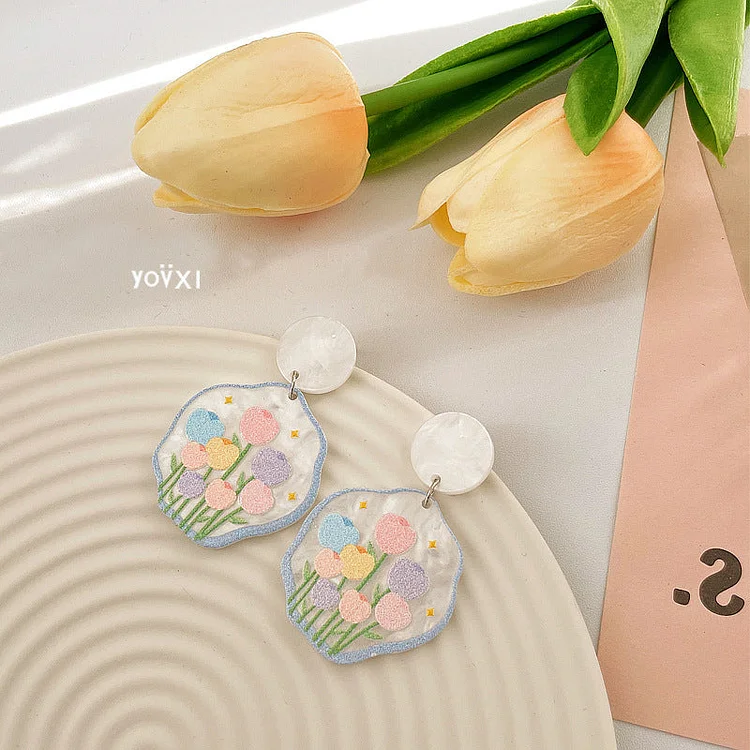 Colorful Floral Acrylic Earrings