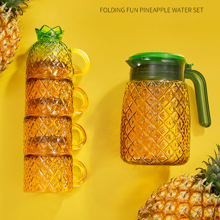 Creative Stackable Pineapple Drinking Cups with Large Capacity Water Carafe CSTWIRE