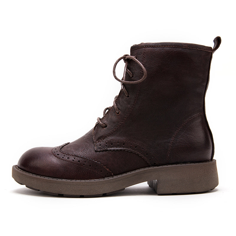 Handmade Leather Wingtip Brogue Ankle Boots For Women Oxfords Boots