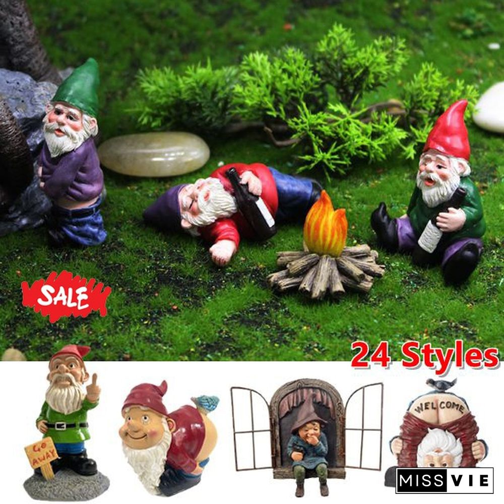 【New】Fairy Resin Statues Miniature Mini Elf Sculpture Dwarf Funny Gnome Statue, Naughty Garden Figurines, For Patio, Yard, Lawn