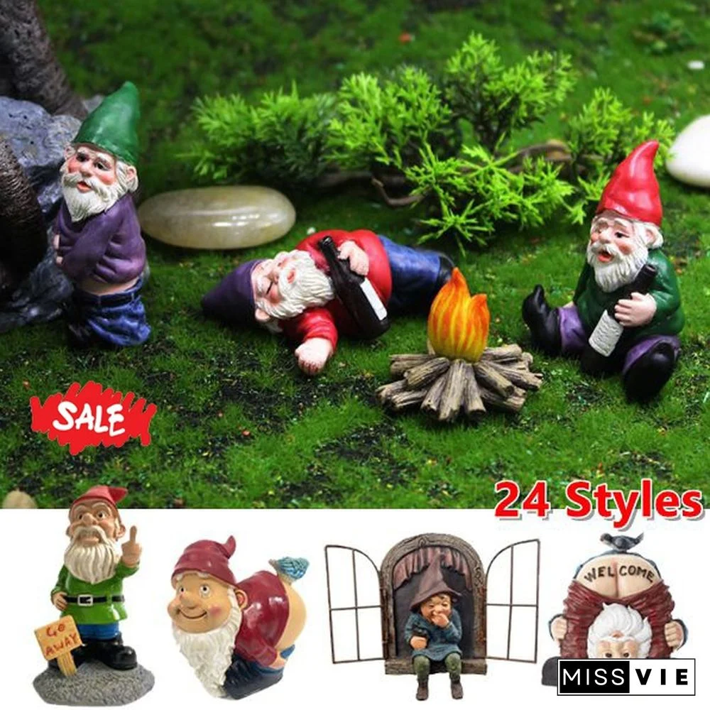 【New】Fairy Resin Statues Miniature Mini Elf Sculpture Dwarf Funny Gnome Statue, Naughty Garden Figurines, For Patio, Yard, Lawn