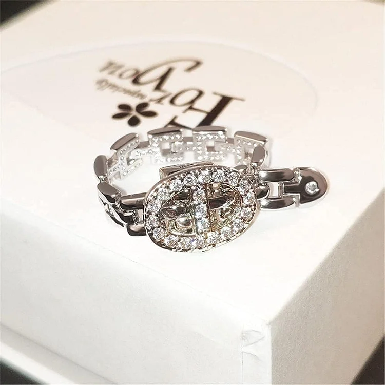 925 Sterling Silver Strap Buckle Ring Adjustable, Fashionable Adjustable Buckle Ring, Masonry Strap Buckle Ring for Women
