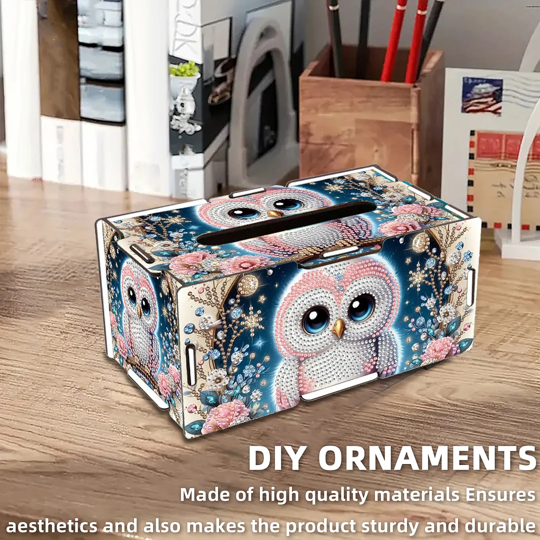 Wooden Diamond Painting Tissue Box for Home and Office Decoration(CZH006)
