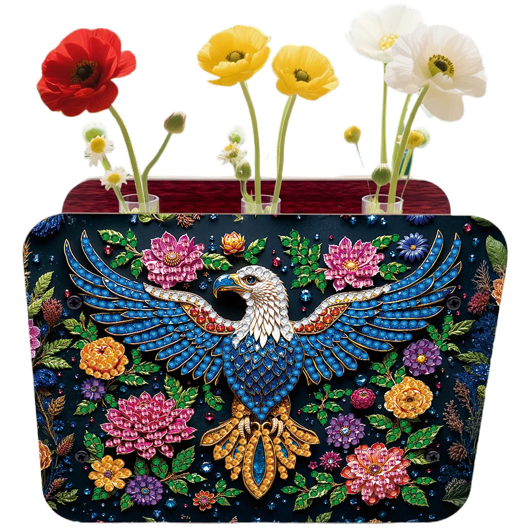 Eagle DIY Flower Vase Wooden Double Sided Desktop Diamond Art Kit for Home Decor