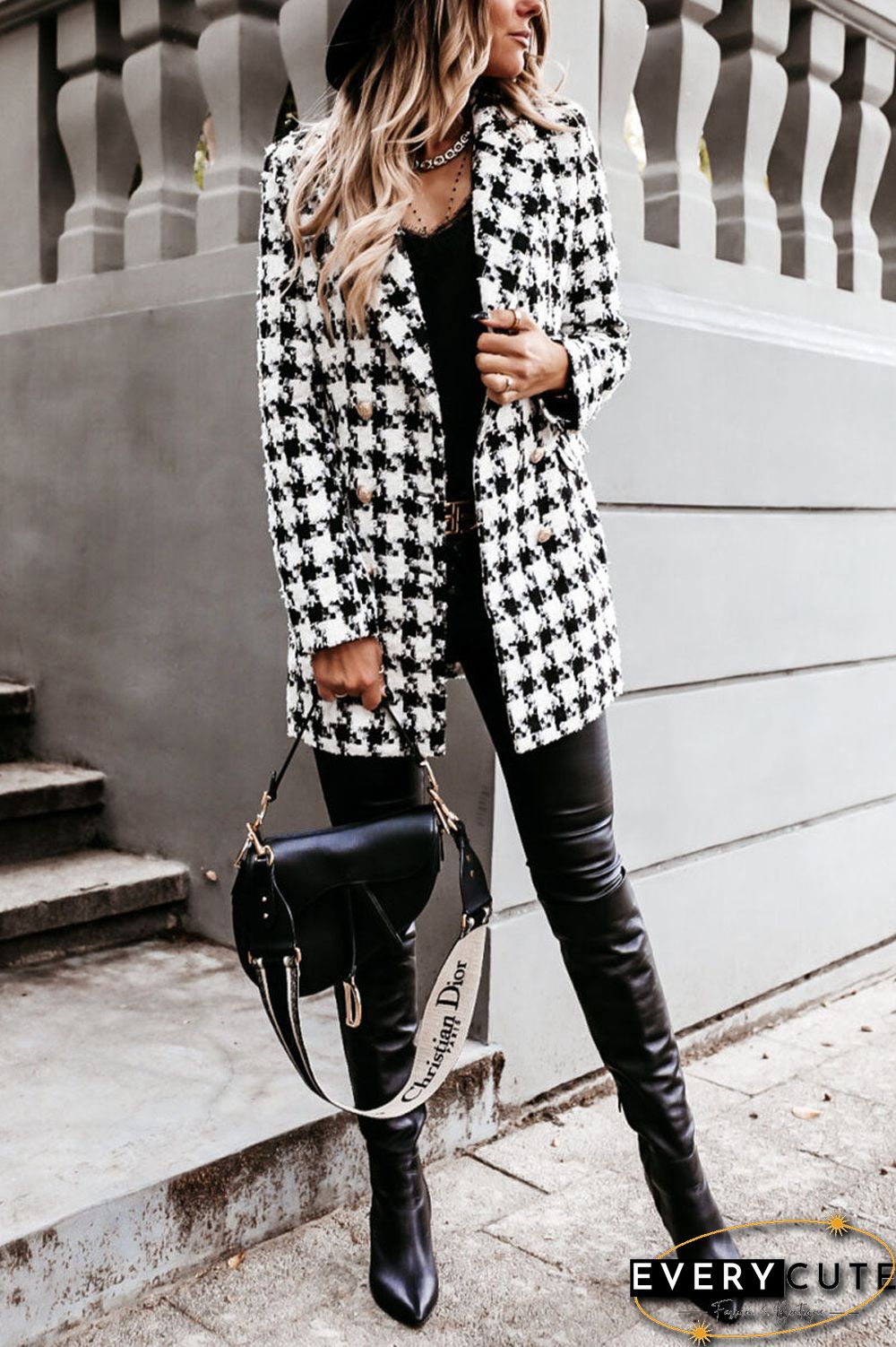 Fashion Street Plaid Turn-back Collar Outerwear(5 colors)