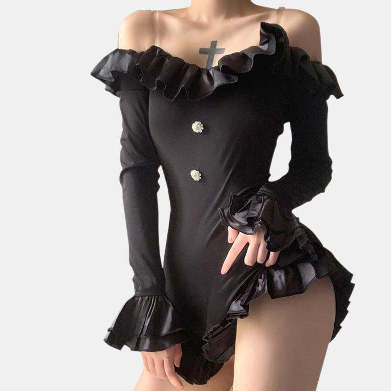 Off Shoulder Puff Rim Bodysuit