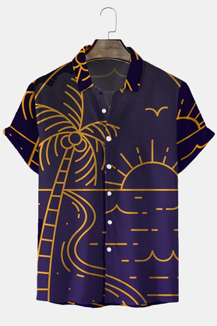 Personalized Fashion Coconut Print Short Sleeve Shirt